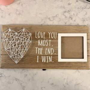 Rustic Brown Photo Frame with White String Art Heart